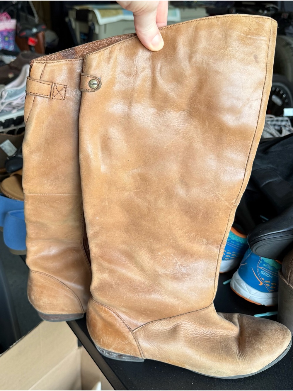 Aldo Cognac Brown Knee-High Leather Boots